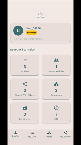 SerenityLists - List Sharing App